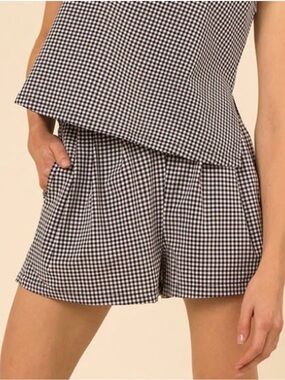 Wayre Gingham High-Waist Athletic Shorts — Black & White